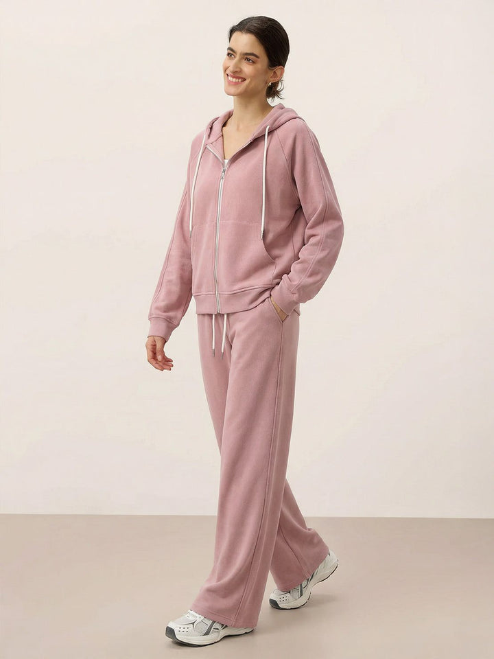 Chenille Zip-up Loungewear Set light pink image 4 