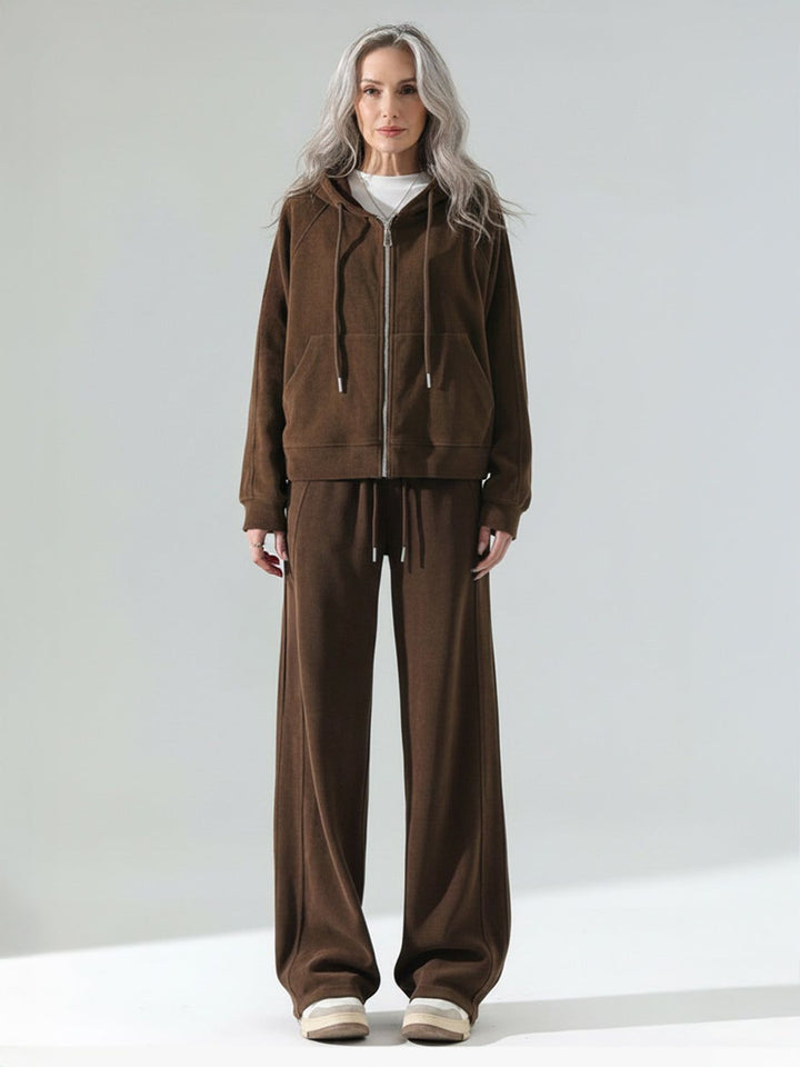 Chenille Zip-up Loungewear Set brown image 1 