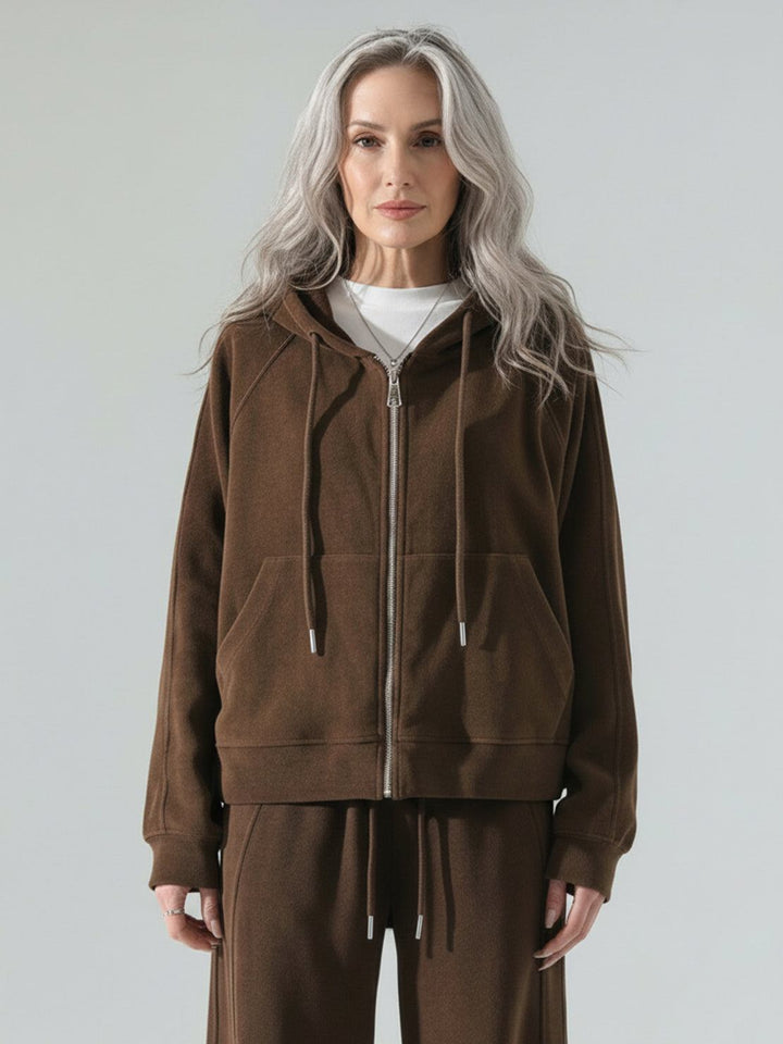 Chenille Zip-up Loungewear Set brown image 2 