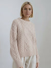 Oversized Cable-Knit Crewneck Sweater