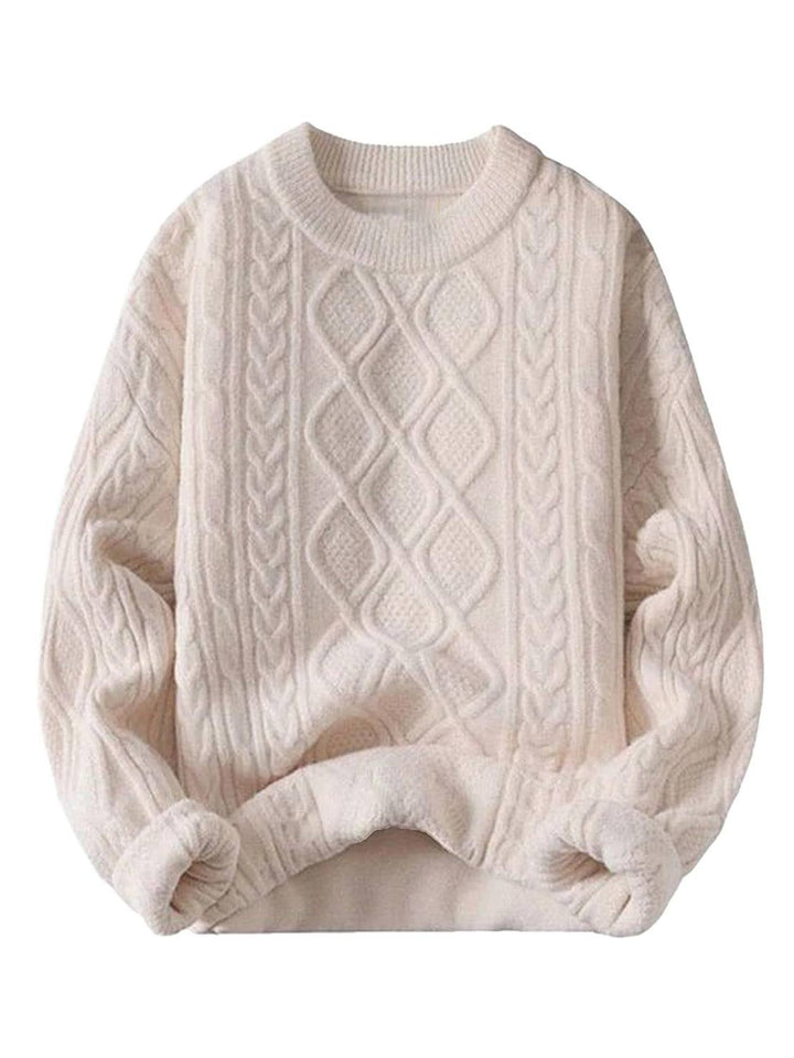 Oversized Cable-Knit Crewneck Sweater off white image 4 
