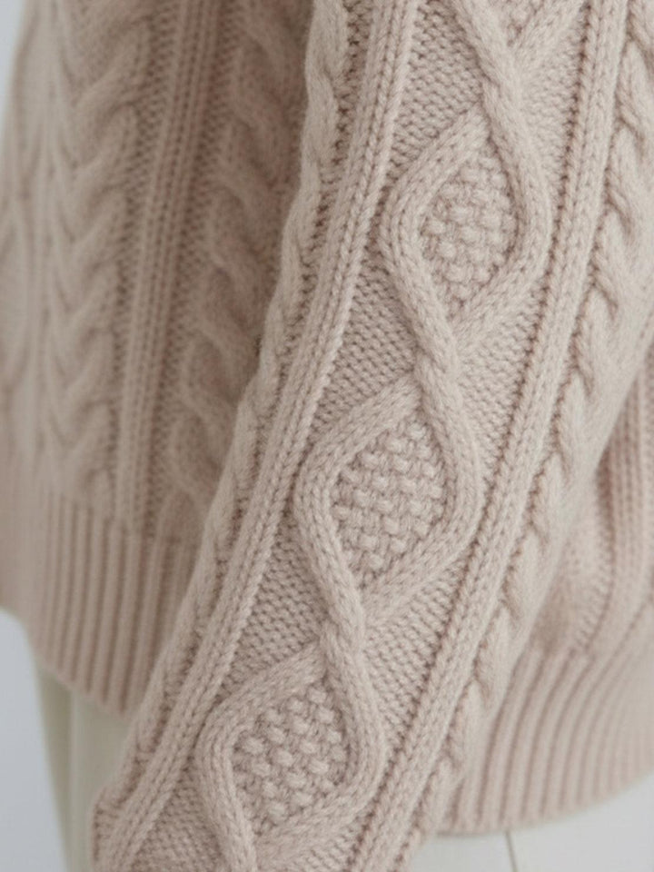 Oversized Cable-Knit Crewneck Sweater off white image 5 