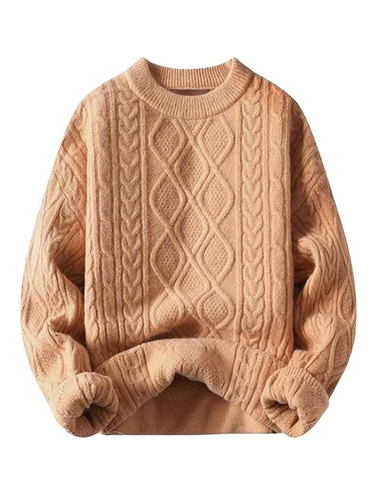 Oversized Cable-Knit Crewneck Sweater peach fuzz image 4 