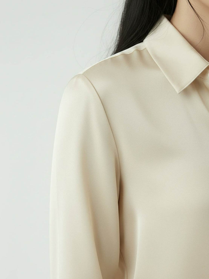 Silk-Finish Button Front Shirt champagne image 5 