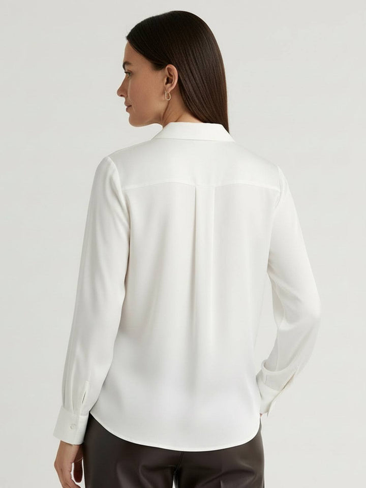 Silk-Finish Button Front Shirt white image 3 