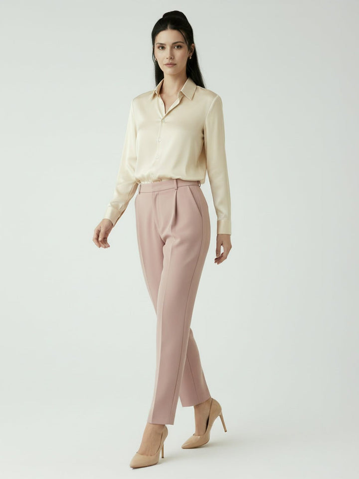 Silk-Finish Button Front Shirt champagne image 4 
