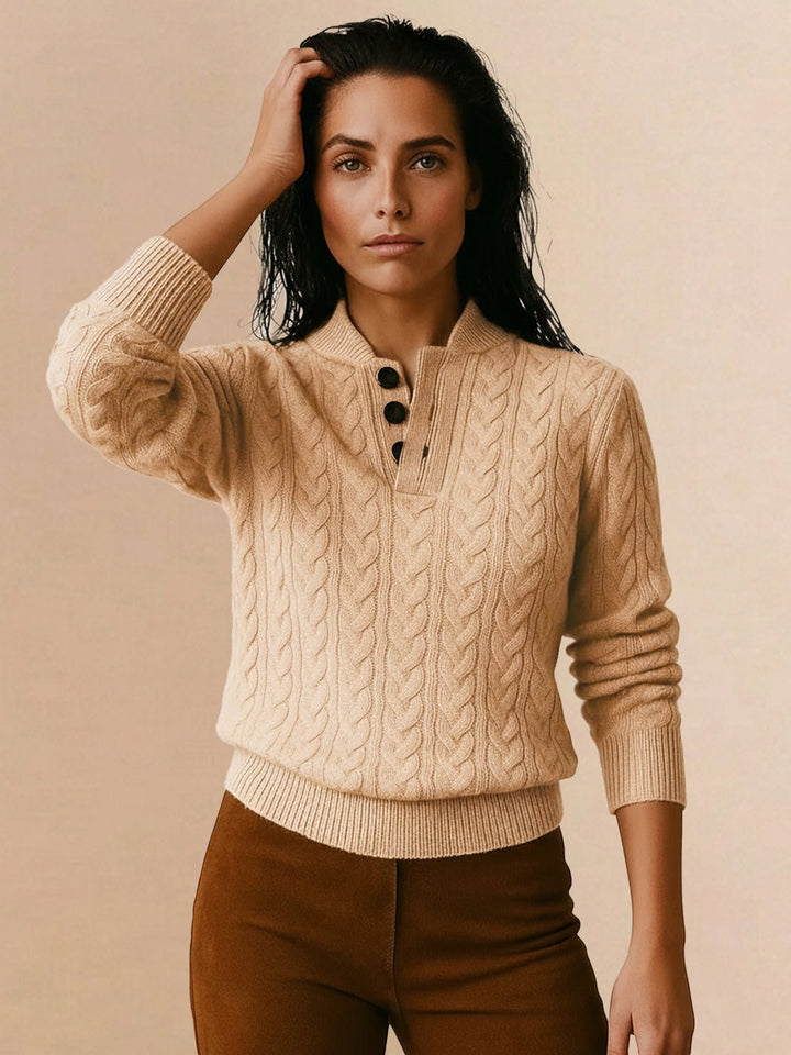100% Wool Cable-Knit Sweater khaki image 1 