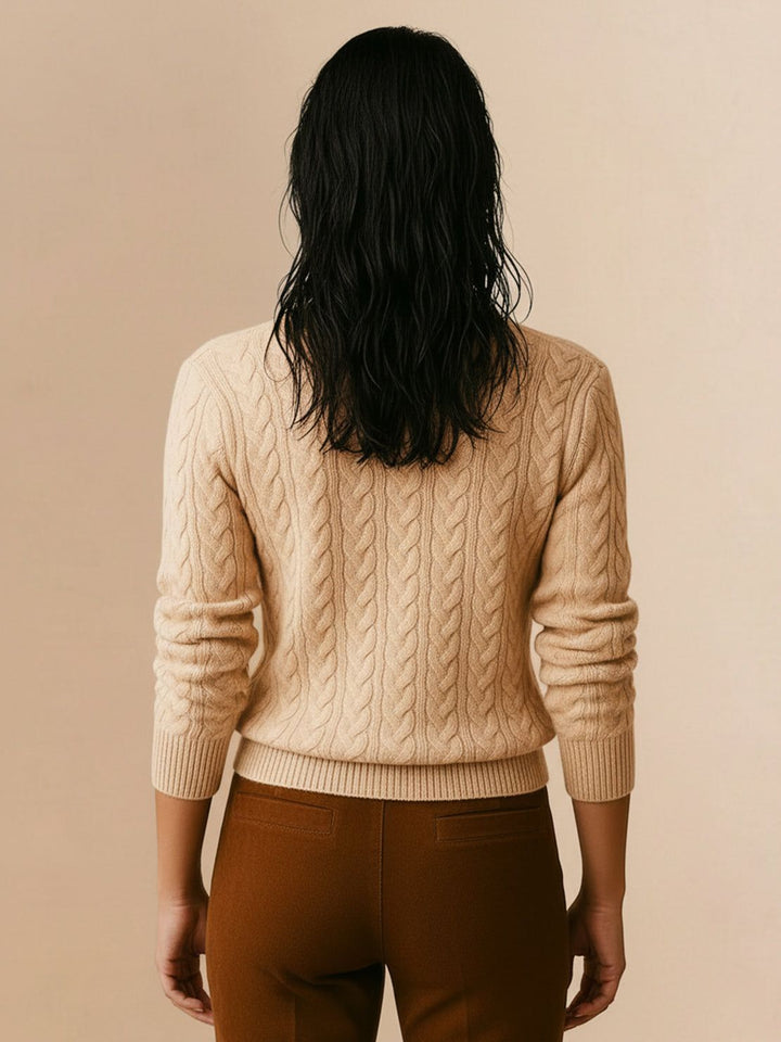 100% Wool Cable-Knit Sweater khaki image 3 