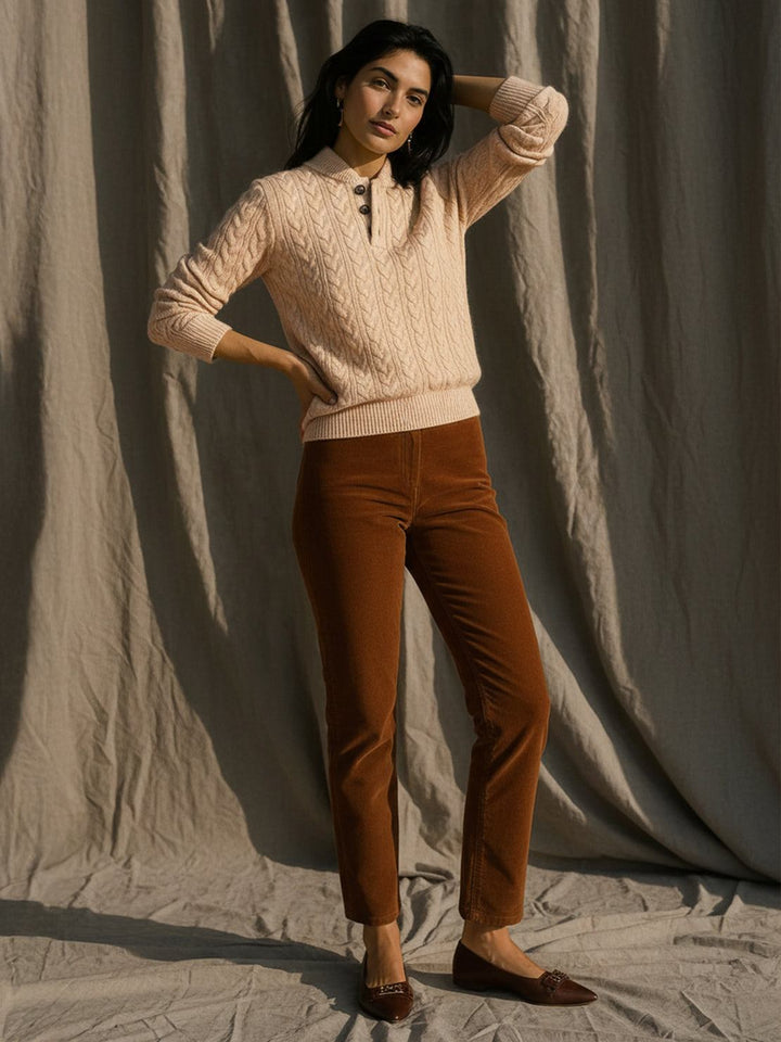 100% Wool Cable-Knit Sweater khaki image 4 