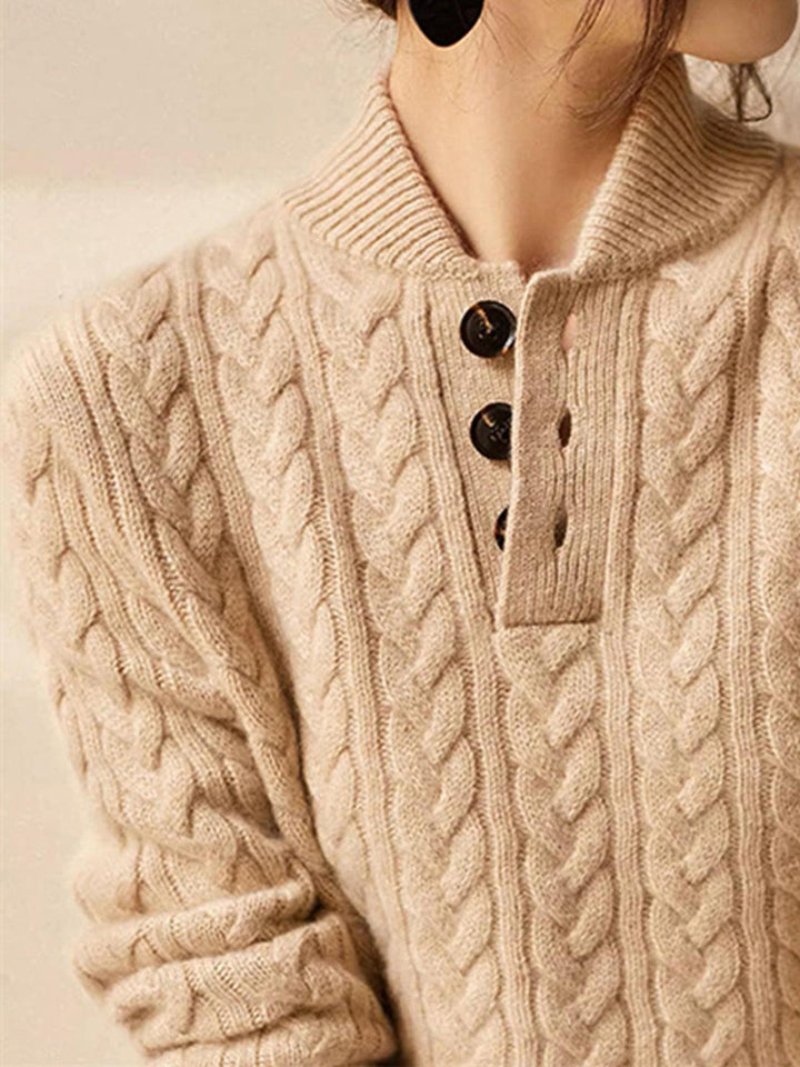 100% Wool Cable-Knit Sweater khaki image 5 