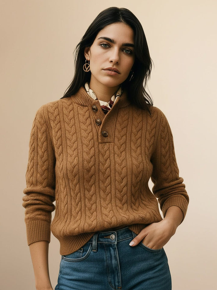 100% Wool Cable-Knit Sweater brown image 1 
