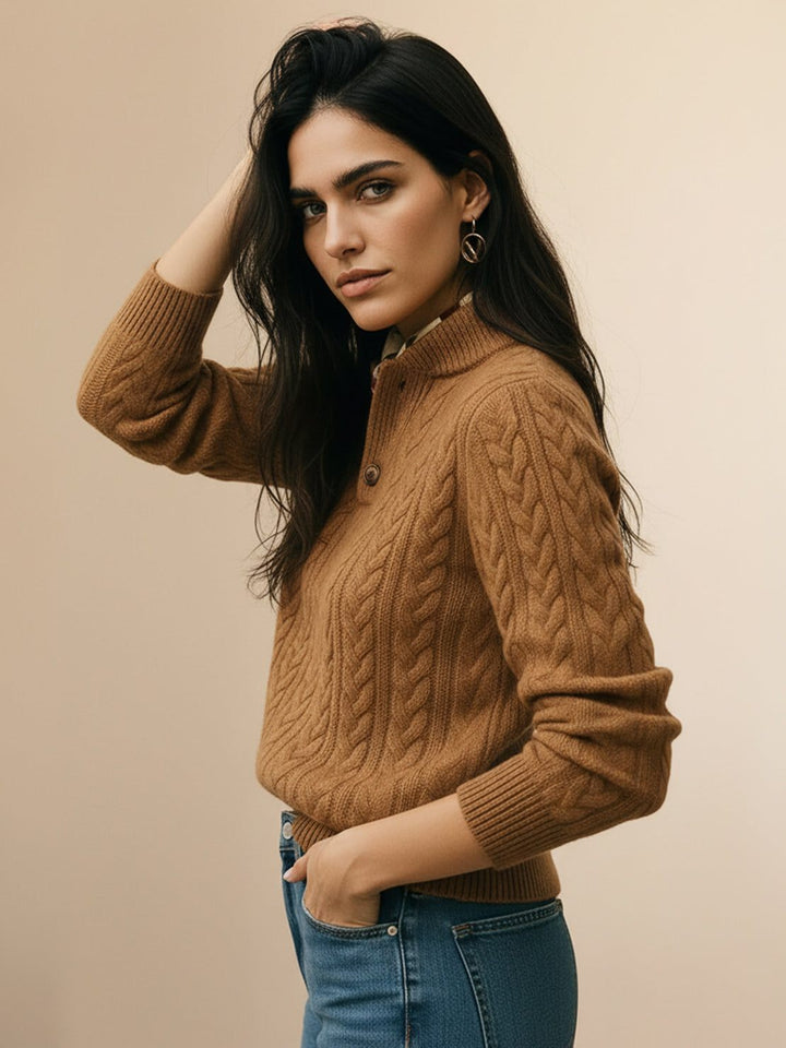 100% Wool Cable-Knit Sweater brown image 2 