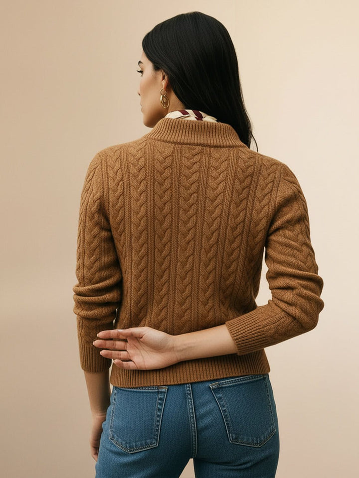 100% Wool Cable-Knit Sweater brown image 3 
