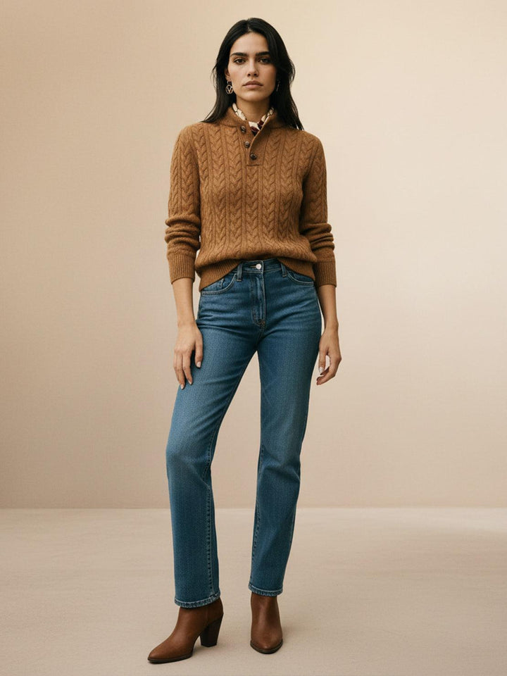 100% Wool Cable-Knit Sweater brown image 4 