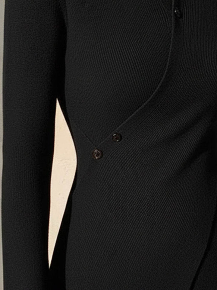 Asymmetric Wrap Ribbed Knit Top black image 5 