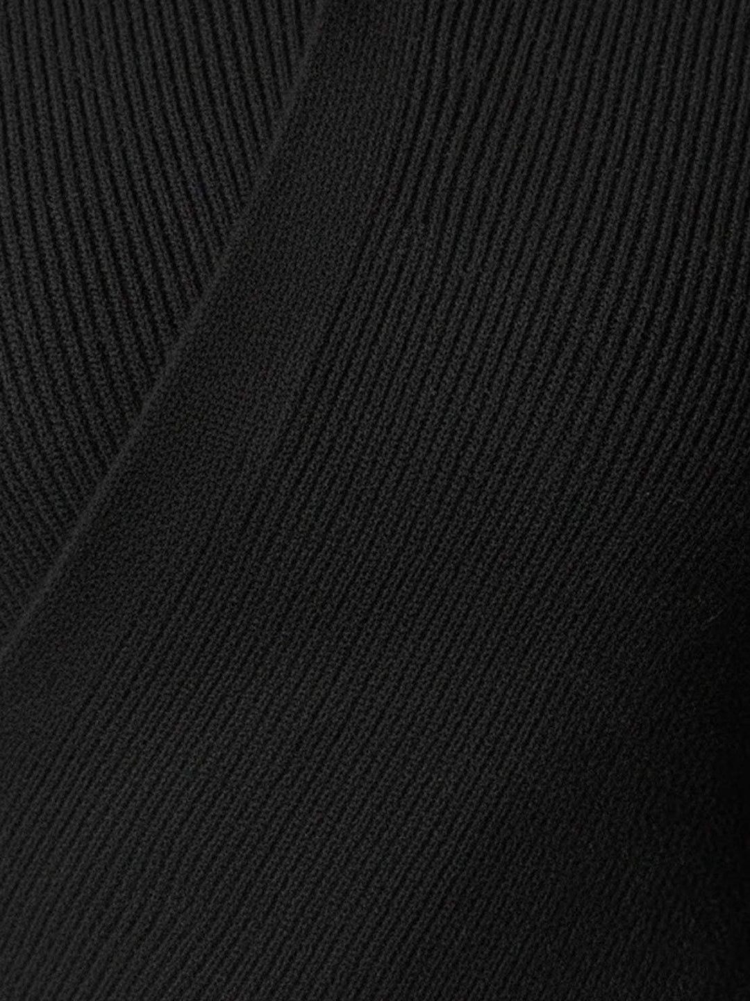 Asymmetric Wrap Ribbed Knit Top black image 6 