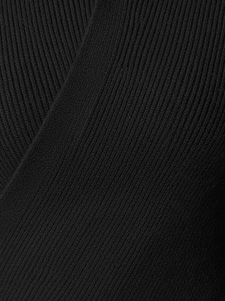 Asymmetric Wrap Ribbed Knit Top black image 6 
