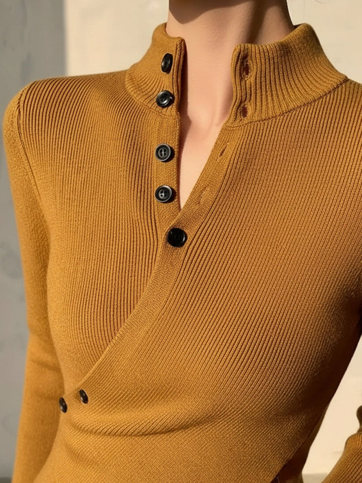 Asymmetric Wrap Ribbed Knit Top mustard yellow image 5 