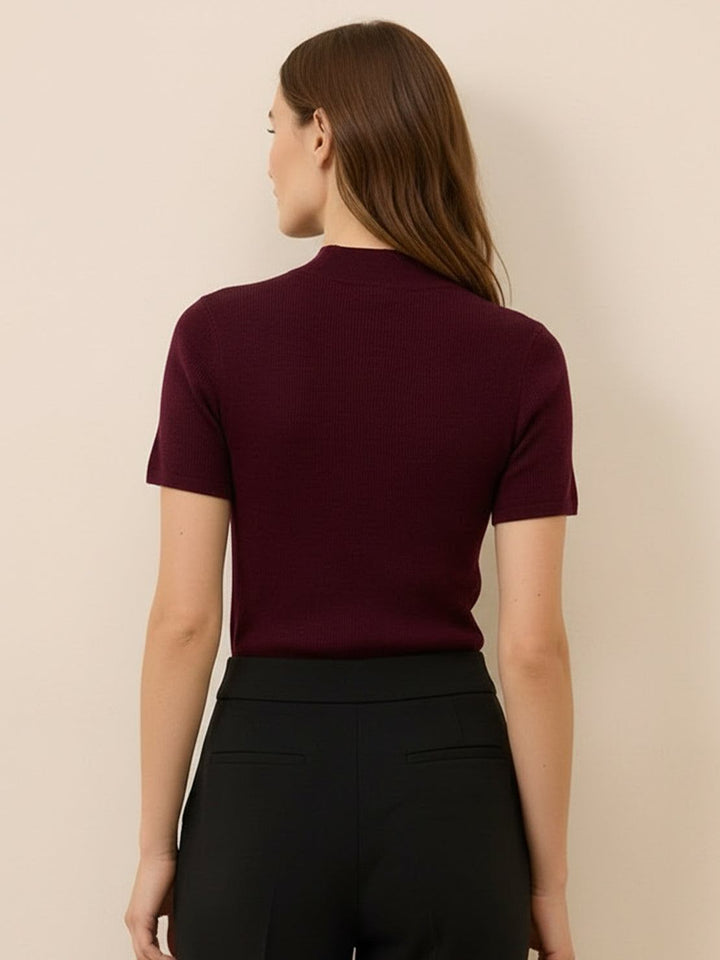 100% Merino Wool Tee wine red image 3 