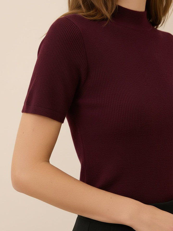 100% Merino Wool Tee wine red image 4 