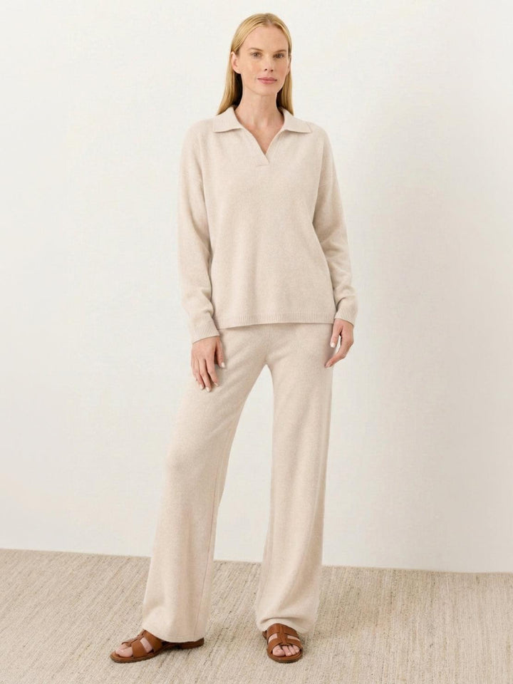 Oversized Polo Knit Loungewear Set beige image 1 