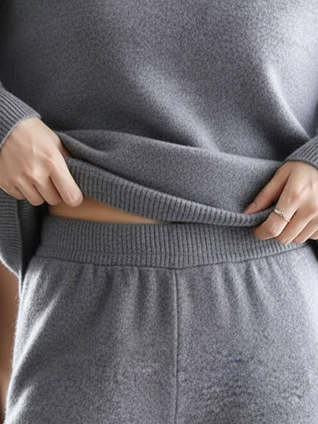 Oversized Polo Knit Loungewear Set gray image 5 
