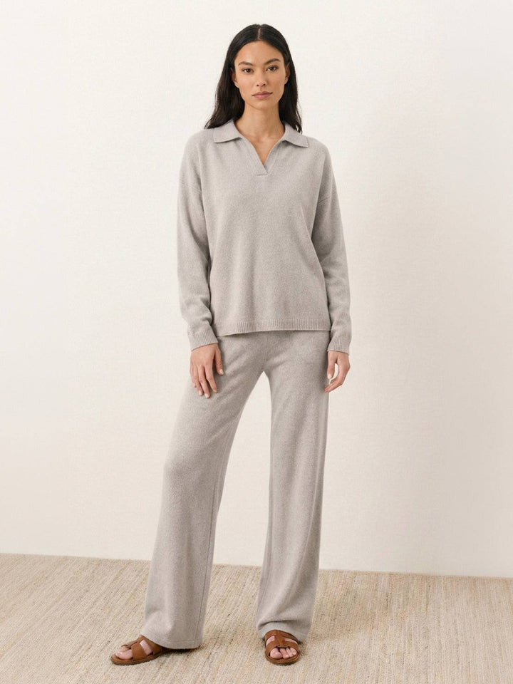 Oversized Polo Knit Loungewear Set light gray image 1 