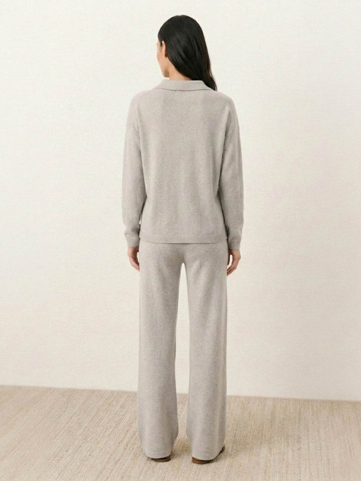 Oversized Polo Knit Loungewear Set light gray image 4 