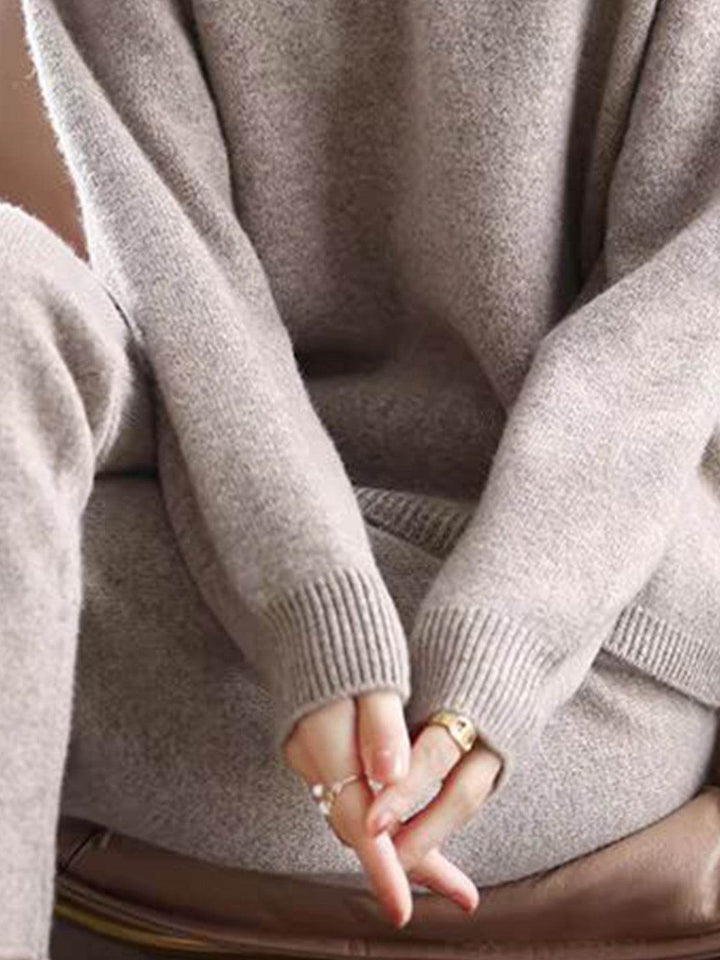 Oversized Polo Knit Loungewear Set light gray image 5 