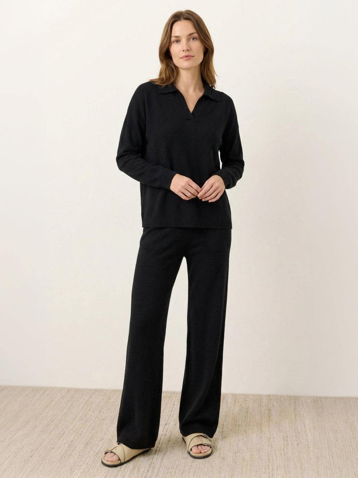 Oversized Polo Knit Loungewear Set black image 1 