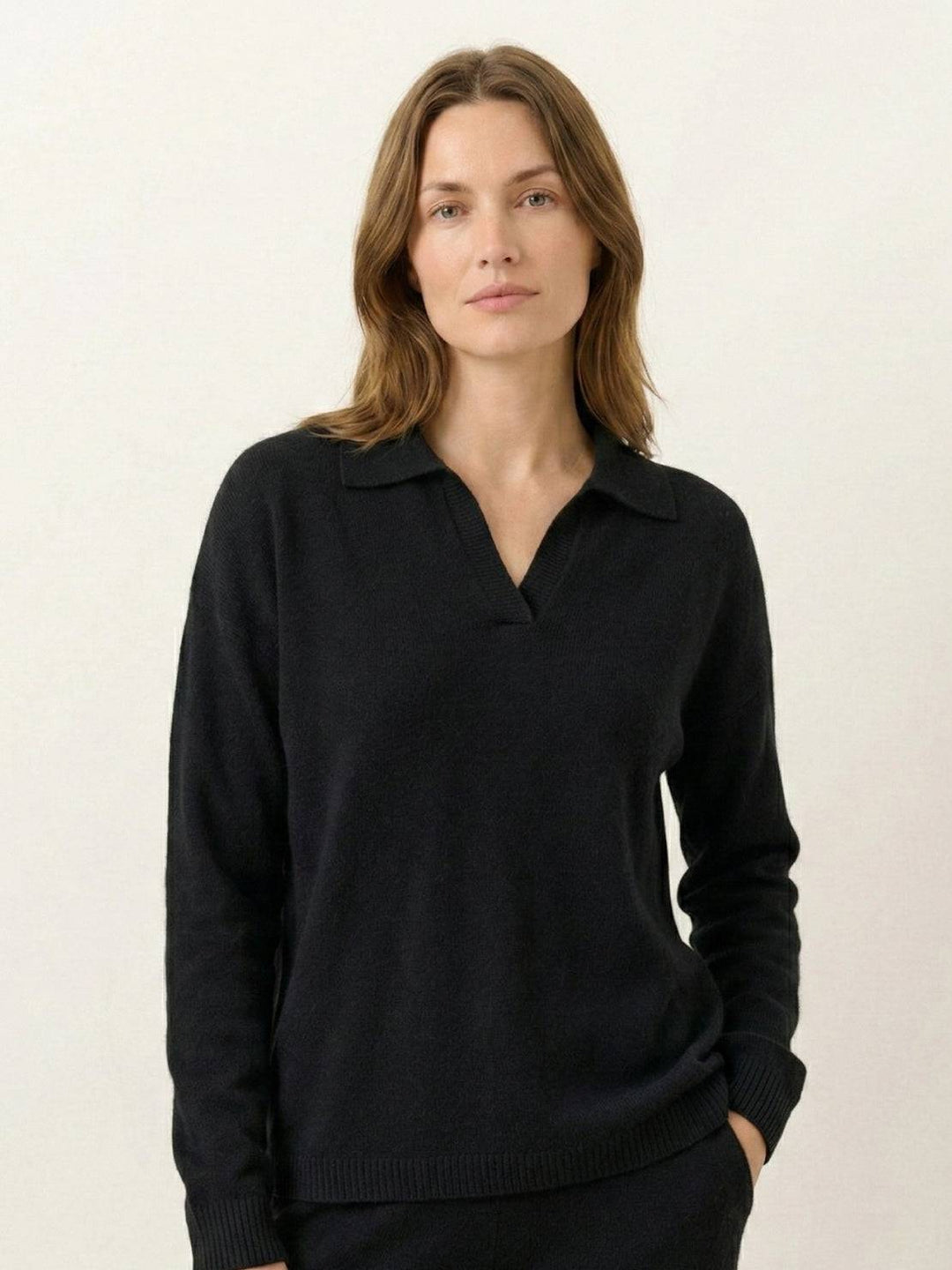 Oversized Polo Knit Loungewear Set black image 3 