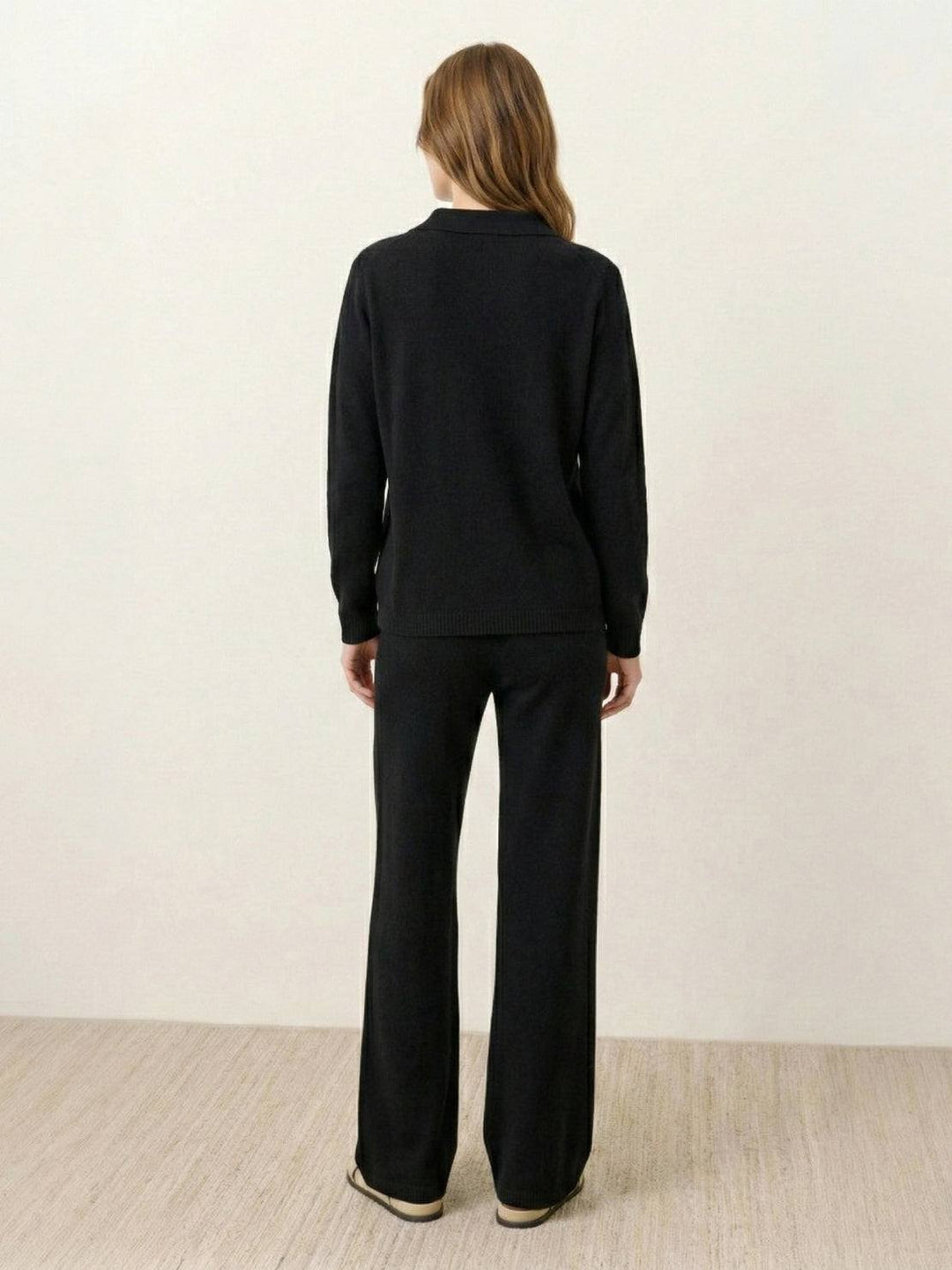 Oversized Polo Knit Loungewear Set black image 4 