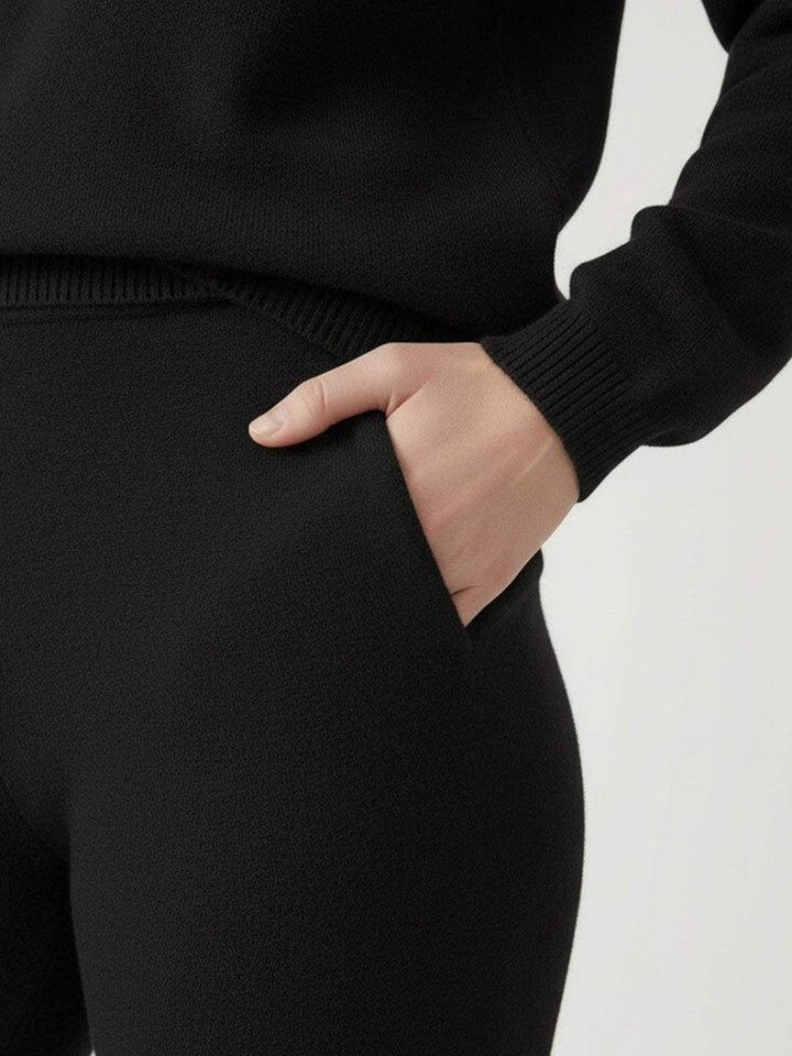 Oversized Polo Knit Loungewear Set black image 5 