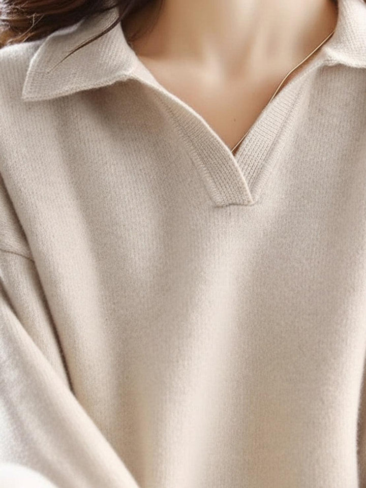 Oversized Polo Knit Loungewear Set beige image 5 