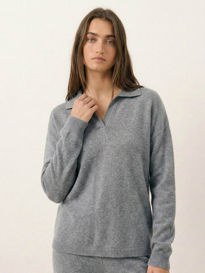 Oversized Polo Knit Loungewear Set gray image 3 