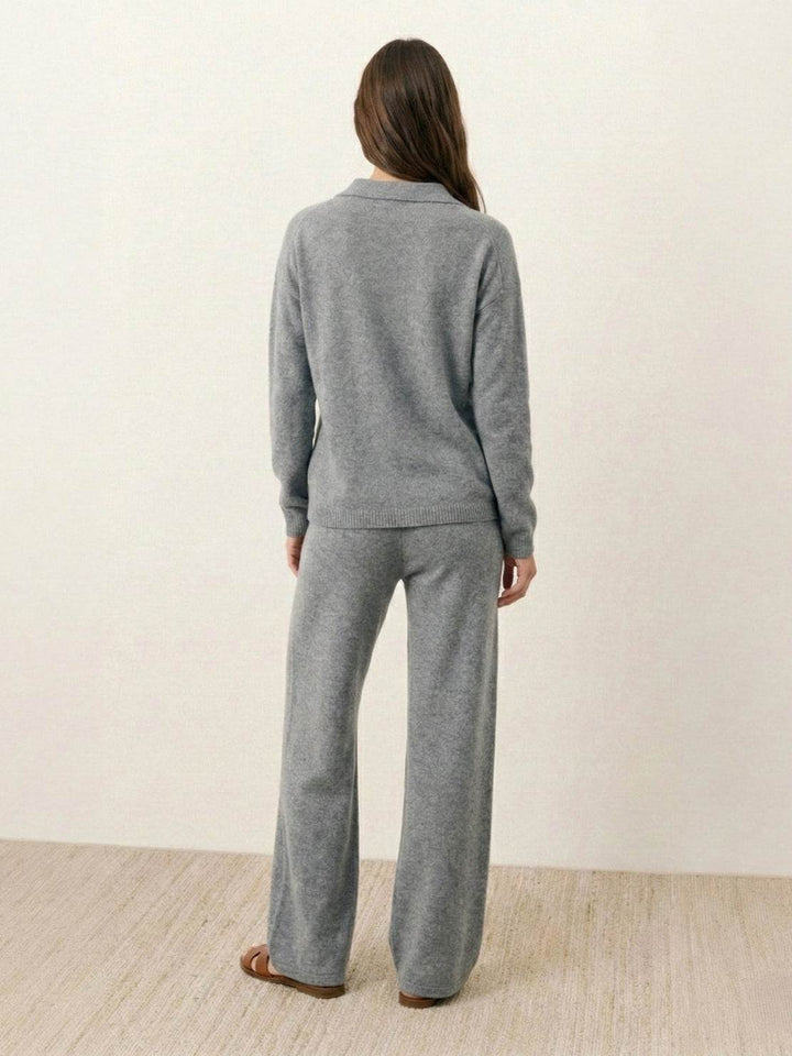 Oversized Polo Knit Loungewear Set gray image 4 