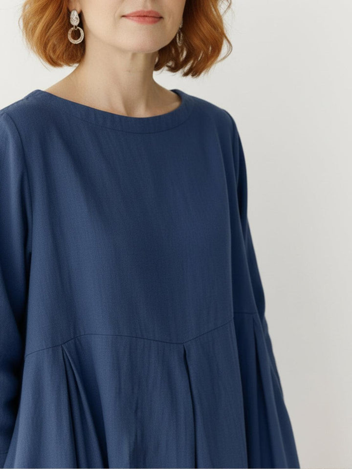 100% Cotton-Linen Empire Waist Dress