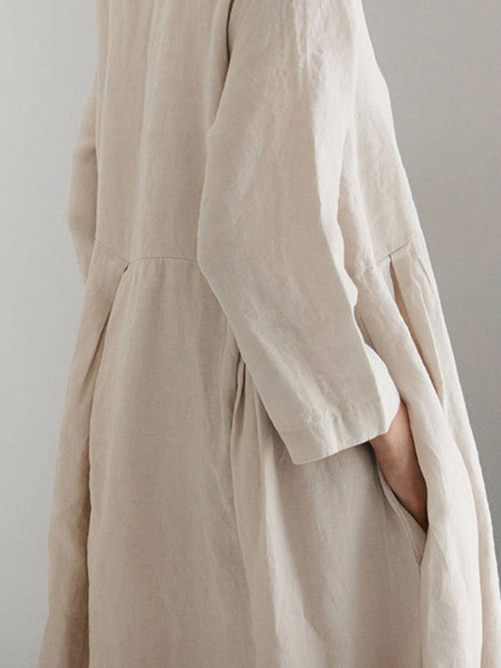 100% Cotton-Linen Empire Waist Dress