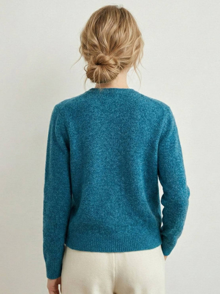 Marled Knit Merino Wool Cardigan peacock blue image 4 