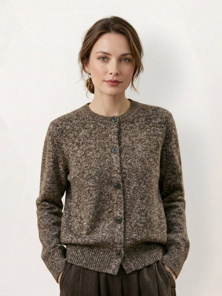 Marled Knit Merino Wool Cardigan taupe image 1 