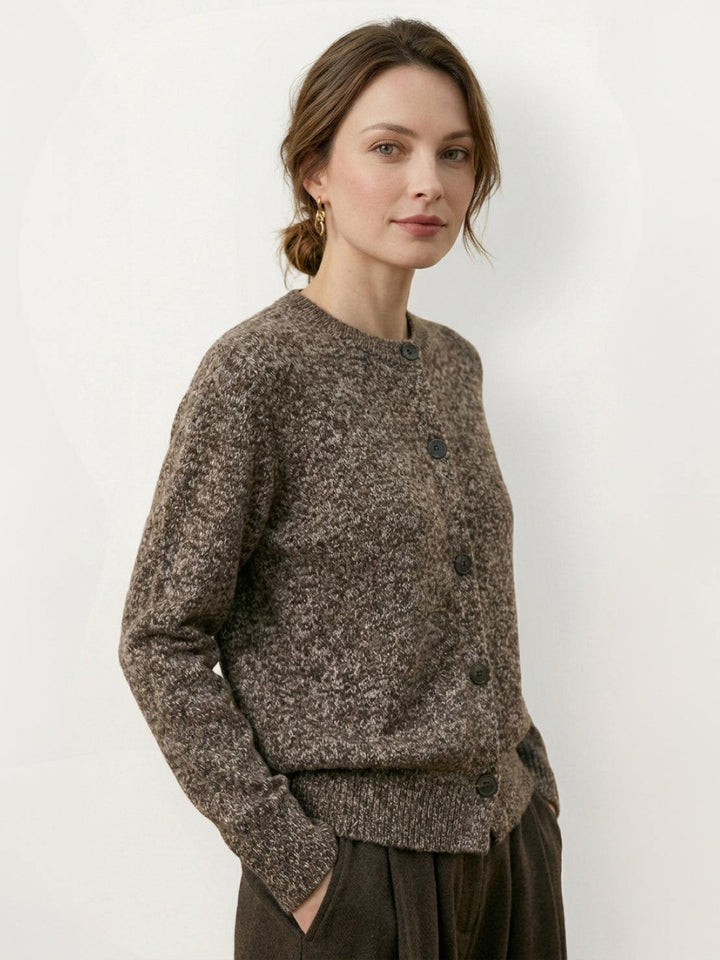 Marled Knit Merino Wool Cardigan taupe image 3 