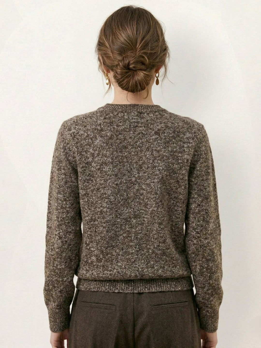 Marled Knit Merino Wool Cardigan taupe image 4 