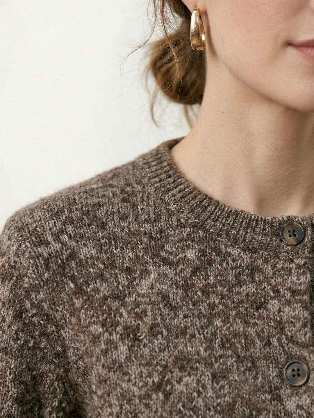 Marled Knit Merino Wool Cardigan taupe image 5 
