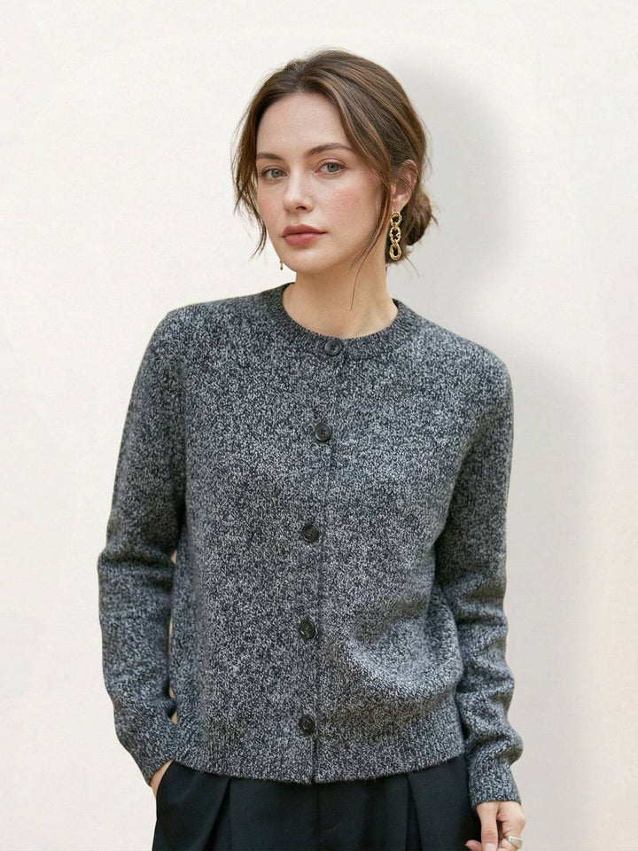 Marled Knit Merino Wool Cardigan dark gray image 1 