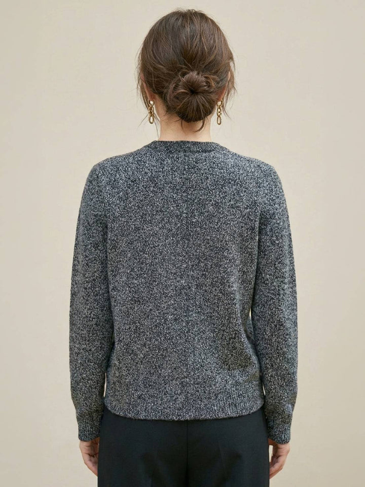 Marled Knit Merino Wool Cardigan dark gray image 4 