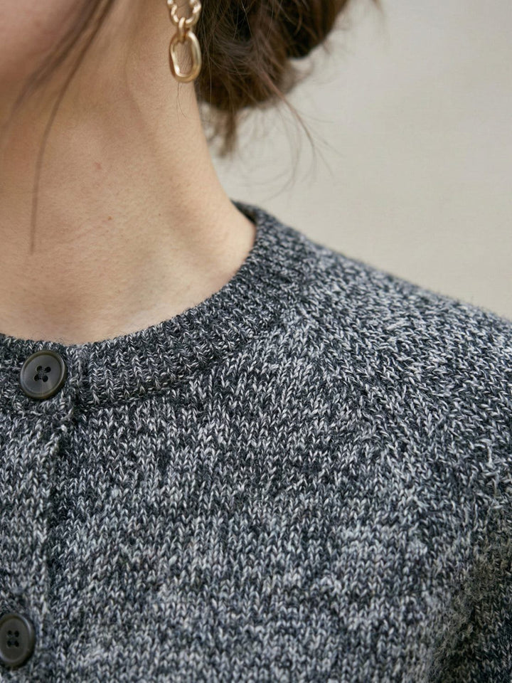 Marled Knit Merino Wool Cardigan dark gray image 5 