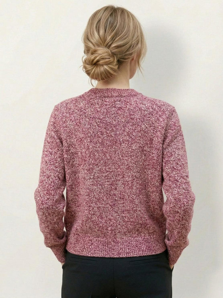 Marled Knit Merino Wool Cardigan raspberry red image 4 