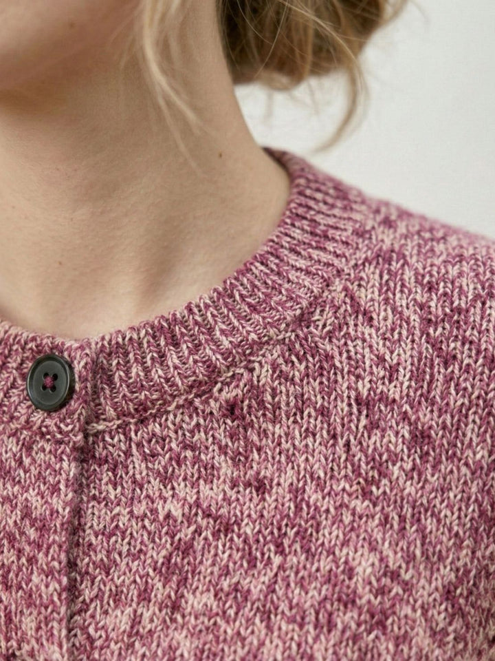 Marled Knit Merino Wool Cardigan raspberry red image 5 