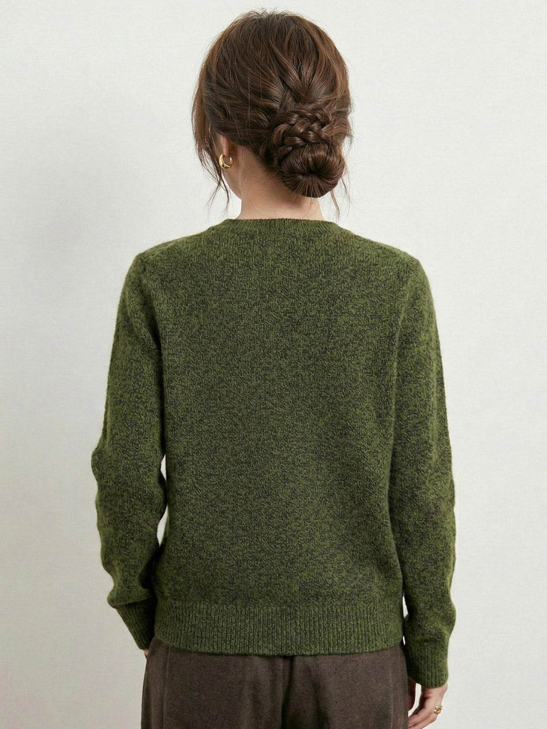 Marled Knit Merino Wool Cardigan army green image 4 