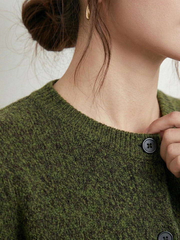 Marled Knit Merino Wool Cardigan army green image 5 